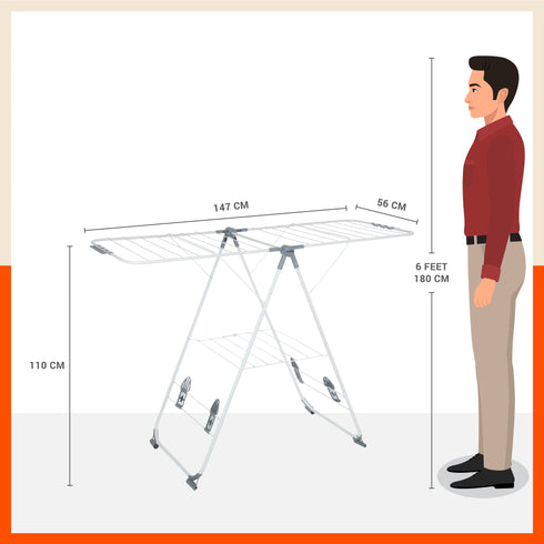 Bathla Mobidry Neo - Foldable Cloth Drying Stand For Home (Grey)